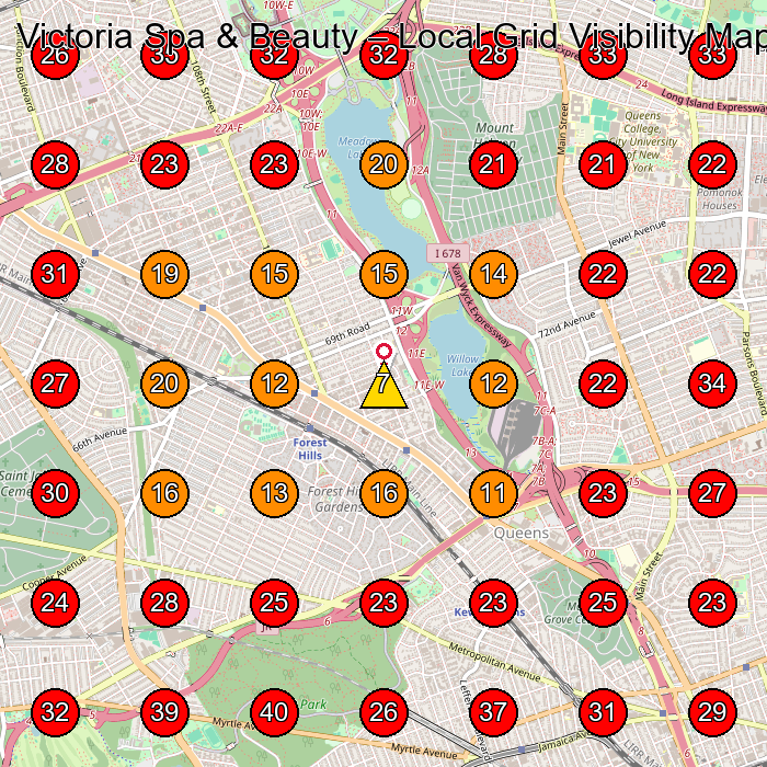 Victoria Spa & Beauty GeoGrid visibility map for Beauty Salon in Forest Hills